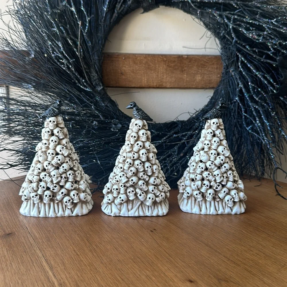 Target three Halloween light up skull trees with crows LED